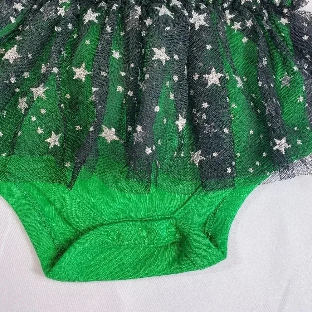 My First Halloween Green and Black Baby Girl Costume with Matching Hat Tutu